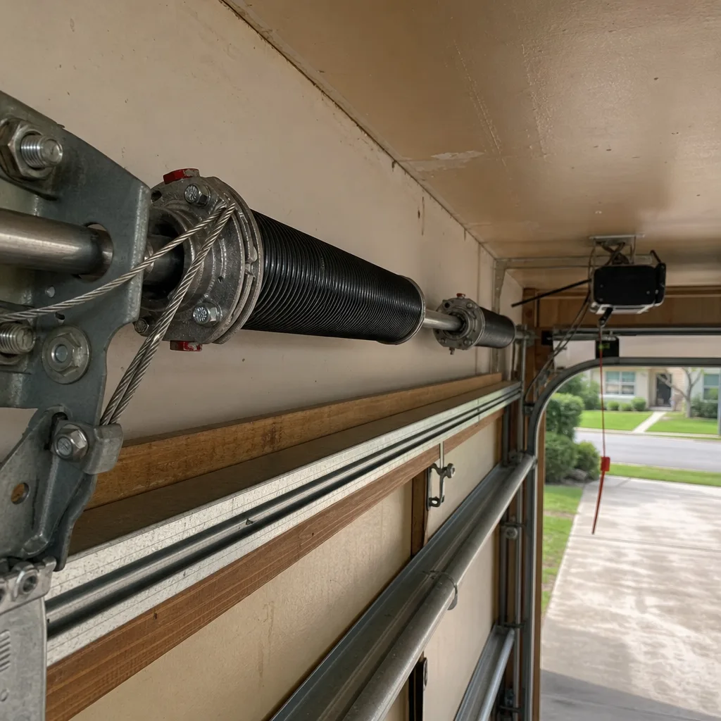Garage door torsion spring system and cable assembly for home repair nationwide
